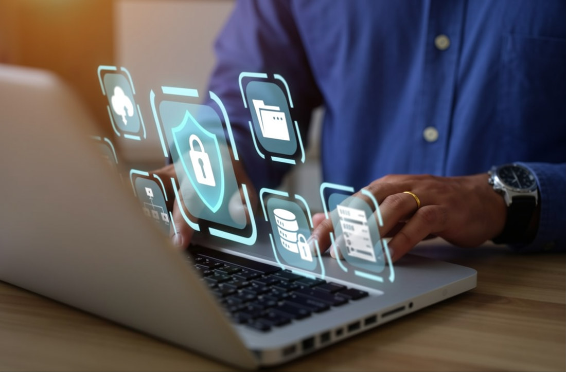 remote work security tools active on a modern startup computer screen