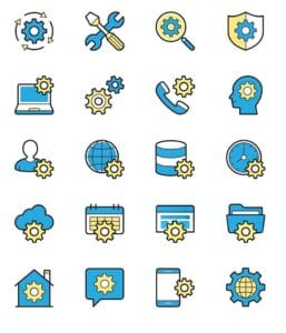 System optimization and security setting icons representing browser memory saver tweaks