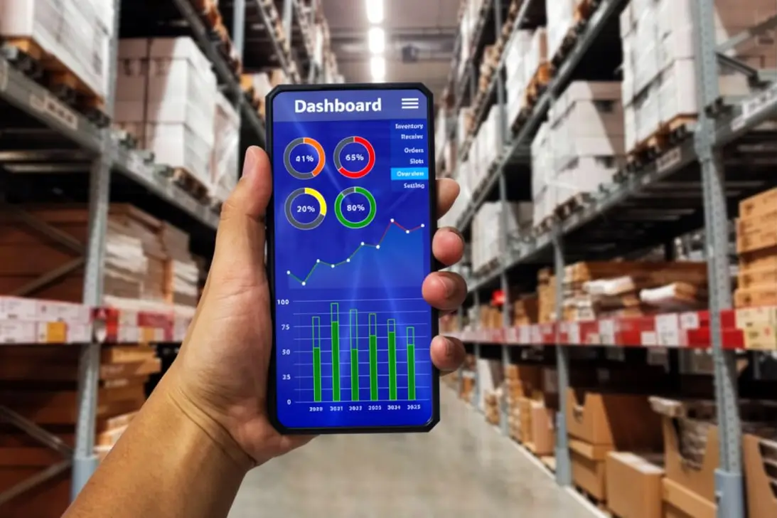 Business team reviewing AI Inventory Management KPIs and inventory analytics dashboard