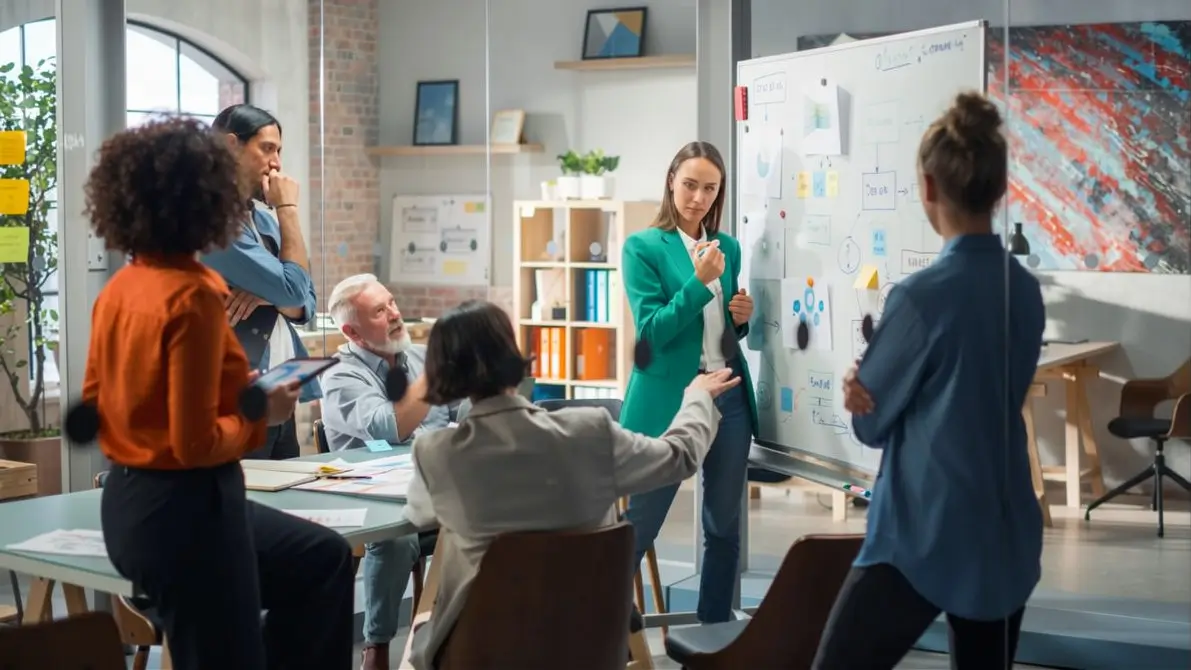 Business team reviewing AI Process Mining workflow and process analytics