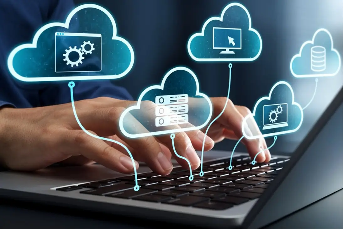 Enterprise AI integration workflow using APIs, cloud infrastructure and enterprise applications.