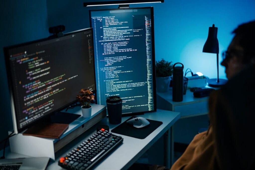 A close up macro view of a software development screen displaying compiler breaks and nested frontend layout exceptions to Fix v0.dev AI Code Generator Errors.
